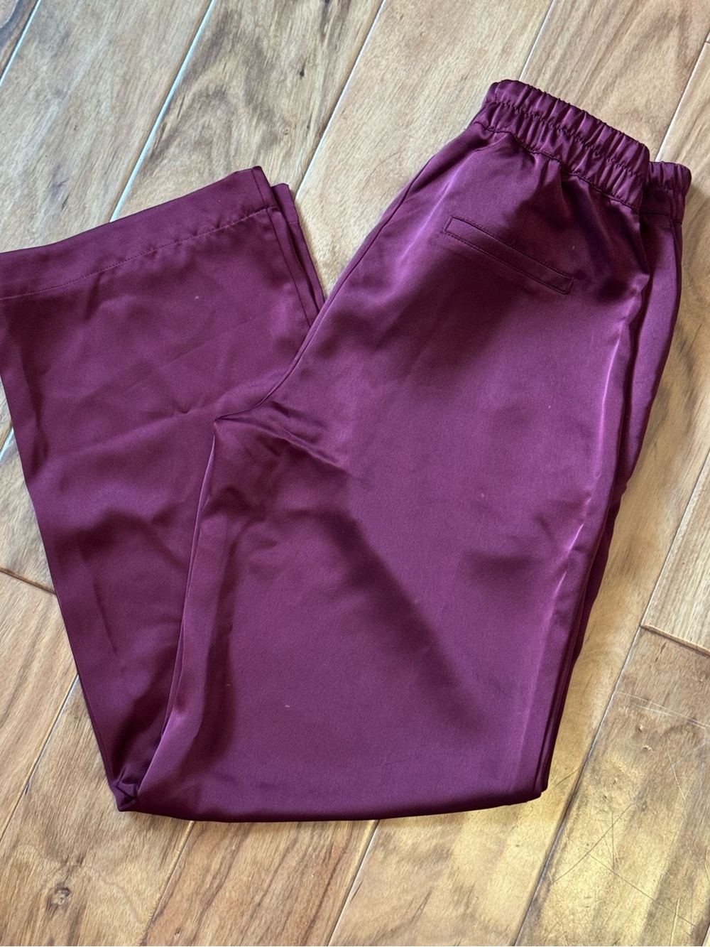 A New Day Burgundy Satin High Rise Pull-On Pants Size Small NWT
